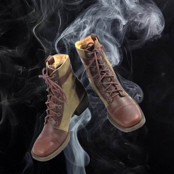 Durango World Traveler Lacer Oak Brown Vintage Leather Canvas Lace-Up Bo… - Picture 1 of 10